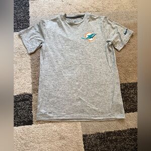 NFL Nike Dri-fit Heather Gray T-Shirt with Teal Dolphin Logo- Medium